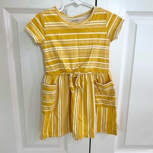 Carter's Yellow/ White Striped Tie Waist Dress - Size 3t